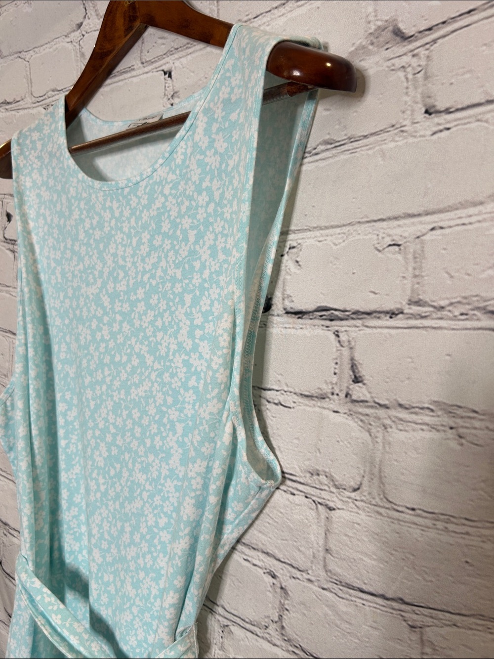 J. Crew Light Aqua Floral Sleeveless Tie-Waist Midi Dress Size 2X - Picture 6 of 13